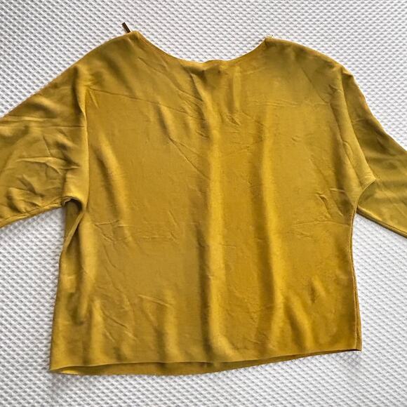 Chicos Travelers Zip Detail Sweater XL 3 Mustard Yellow Lagenlook Travel Capsule - Picture 3 of 5
